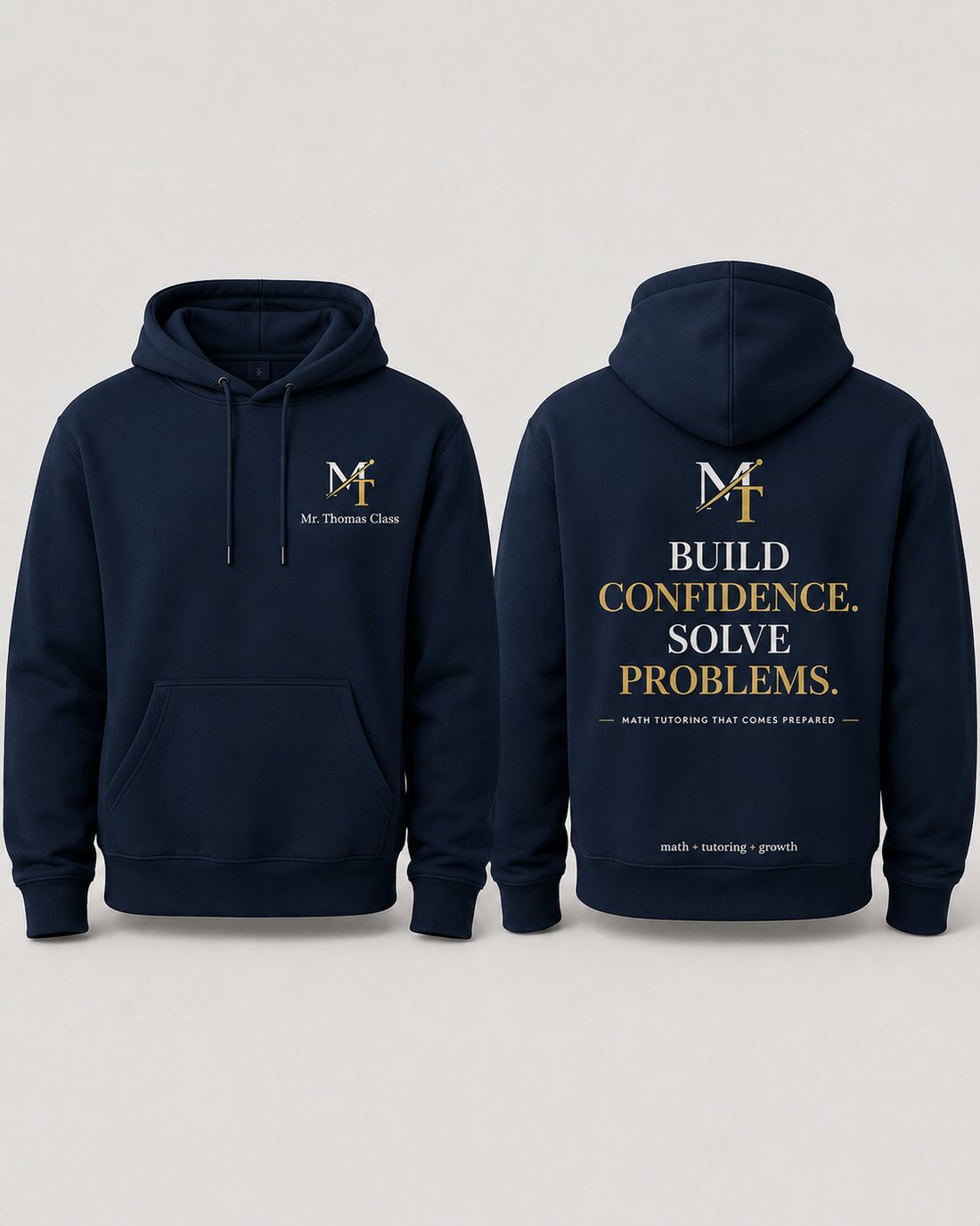 MRThomasClass navy hoodie apparel mockup